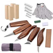 Colher de escultura em madeira Gouge Hook Knife Set Walnut Handle