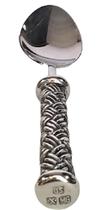 Colher de inox com cabo de estanho modelo treliça para sobremesa (cs01)