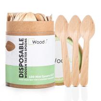 Colher de madeira WoodU, ecologicamente correta e biodegradável, pacote com 100