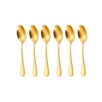 Colher de Mesa Dourada Ouro Talher Aço Inox Buffet Jogo 6un