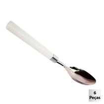 Colher de Mesa Inox 6 Peças Gramado Branco - Tudo em Caixa Colher de Mesa Inox 6 Peças Gramado Branco - Tudo em Caixa