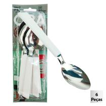 Colher de Mesa Inox 6 Peças OPA Branco - Tudo em Caixa Colher de Mesa Inox 6 Peças OPA Branco - Tudo em Caixa