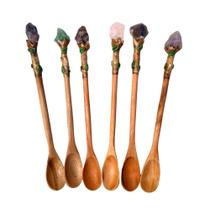 Colher de Pau com Cristal Sortido - 22cm