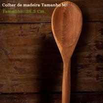 Colher De Pau M Unitária Cabo resistente Madeira Casa E Cozinha 36,5 Cm