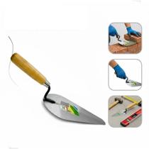 Colher De Pedreiro Canto Oval Espatula Construcao Jardinagem 8 Polegadas Cabo De Madeira