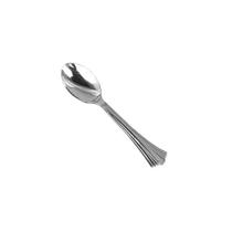 Colher de Plástico Sobremesa Metalizada Prata - 14cm - 8 Unidades - ArtLille -