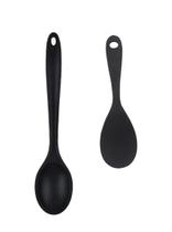 Colher De Servir Em Silicone Preto De 22Cm E 27Cm.