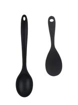 Colher De Servir Em Silicone Preto De 22Cm E 27Cm.