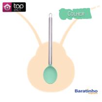 Colher De Servir Silicone Cabo Aço Inox Cozinha 33cm Verde