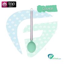 Colher De Servir Silicone Cabo Aço Inox Cozinha 33cm Verde