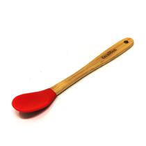 Colher de servir utensílio cozinha silicone e madeira 22cm Concha Espátula Alimento Receita Jantar Presente