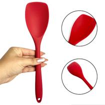 Colher De Silicone 28cm Cor Vermelho Design Ergonômico Resistente Ao Calor Cozinha