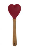 Colher de Silicone 31 cm Cabo de Madeira Coração - Wellmix