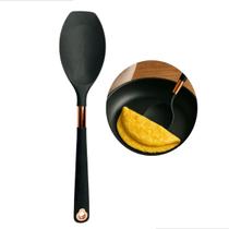 Colher De Silicone 33cm Cor Cinza Detalhes Em Rose Utensilio Para Cozinha Resistente Moderno