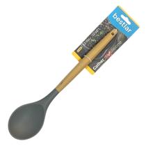 Colher de Silicone Cinza com Cabo em Madeira - Bestlar Colher de Silicone Cinza com Cabo em Madeira - Bestlar