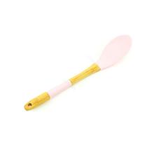 Colher de Silicone com Cabo de Bambu Soft Rosa