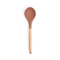 colher de silicone com cabo de madeira resistente para cozinha - oikos colher de silicone com cabo de madeira resistente para cozinha - oikos