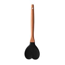 Colher de Silicone Heart Preto Com Cabo de Bambu Charmy Lyor