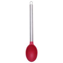 Colher De Silicone Inox Vermelha Utensílios Cozinha 6x33cm