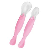 Colher De Silicone Macia Bebe Menina Kit Com 2 Un
