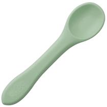 Colher de Silicone Para Bebê Talher Alimentação Infantil Macio Flexível Livre BPA +6m Verde Buba