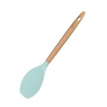 Colher De Silicone Reta Com Cabo De Madeira 32,5 Cm Water Blue - Oxford