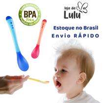 Colher de Silicone Termo Sensível para alimentação de bebê BPA Free