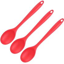 Colher De Silicone Vermelha Grande Kit 03 Un