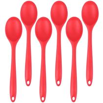 Colher De Silicone Vermelha Grande Kit 06 Un