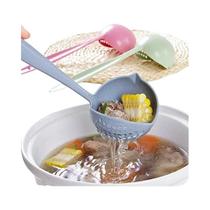 Colher de sopa 2 em 1, cabo longo, colher criativa, colher, coador, ferramentas de cozinha