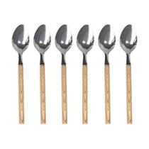 Colher de Sopa Aço Inox com Cabo de Plástico Amadeirado 6 peças - Hauskraft Colher de Sopa Aço Inox com Cabo de Plástico Amadeirado 6 peças - Hauskraft