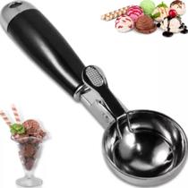 Colher de Sorvete com Gatilho Extrator em Aço e Cabo Preto Colher de Sorvete com Gatilho Extrator em Aço e Cabo Preto