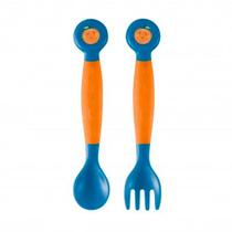 Colher e Garfo Flexíveis Funny Meal Azul Multikids Baby Colher e Garfo Flexíveis Funny Meal Azul Multikids Baby