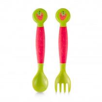 Colher e Garfo Flexíveis Funny Meal Rosa Multikids Baby Colher e Garfo Flexíveis Funny Meal Rosa Multikids Baby