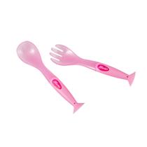 Colher e Garfo Infantil com Ventosa Rosa Silicone Colher e Garfo Infantil com Ventosa Rosa Silicone