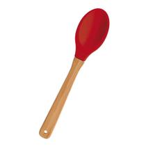 Colher em Silicone e Bamboo Cor Vermelho Mor