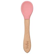 Colher Em Silicone E Bambu Rosa - Buba