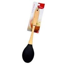 Colher em Silicone e Cabo de Madeira Preta 30 cm - Wellmix Colher em Silicone e Cabo de Madeira Preta 30 cm - Wellmix