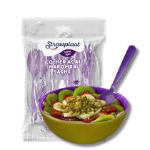 Colher Embalada 1 A 1 Roxa Forte Para Acai C/ 250 Reforçada