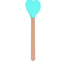 Colher Espatula Utensilio Silicone Coração Cabo De Madeira Cozinha Decoração