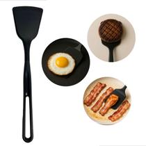 Colher Espatula Vazada De Silicone 32cm Cor Preto All Black Resistente Versatil Utensilio Para Cozinha