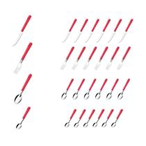 Colher Faca Garfo Colher Chá Inox Vermelho Luna - 24 un Colher Faca Garfo Colher Chá Inox Vermelho Luna - 24 un