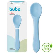 Colher Flexível Azul em Silicone para Bebês +6 Meses Buba - Buba Baby