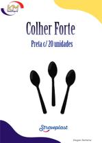 Colher Forte Preta c/20 unid. - Strawplast - refeição, talher, comemoração, açaí, sobremesa (9897)