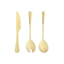 Colher Garfo e Faca Dourado Utensilios Cozinha Aço Inox 3un Colher Garfo e Faca Dourado Utensilios Cozinha Aço Inox 3un
