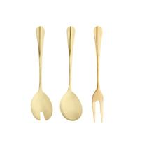 Colher Garfo Trinchante Dourado Aço Inox Utensilios 3un Colher Garfo Trinchante Dourado Aço Inox Utensilios 3un