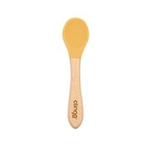 Colher Infantil Bambu e Silicone Azul Mostarda Clingo Bebê
