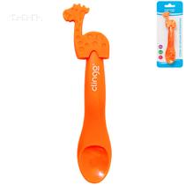 Colher Infantil De Silicone Clingo Girafa Laranja