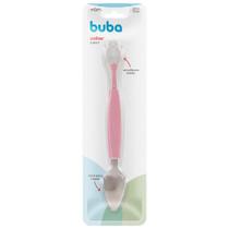 Colher Infantil Raspa Fruta 2 em 1 Inox e Silicone Buba Introdução Alimentar Bebê Criança
