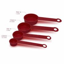 Colher Medida 4 (Quatro) Peças Colher de Chá e Sopa Cor Vermelho Polipropileno Panelinha Rosa